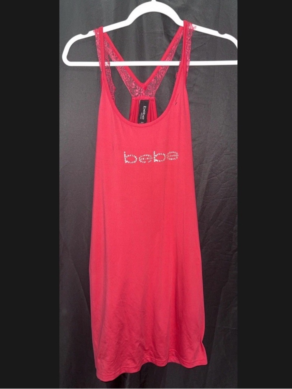 bebe pink Racerback Chemise with Rhinestone Logo